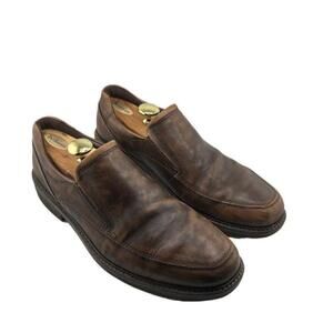 Men’s Ecco slip on leather brown loafers size 10